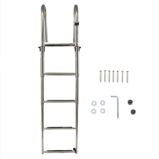 DURAFORCE Durable 4 Step Stainless Steel Telescoping Boat Ladder Foldable Premium USA