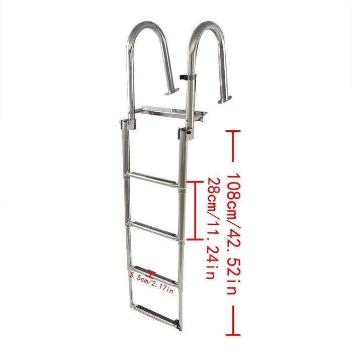 DURAFORCE Durable 4 Step Stainless Steel Telescoping Boat Ladder Foldable Premium USA