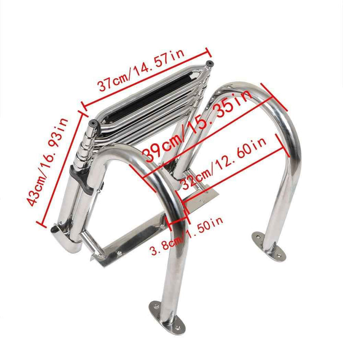 DURAFORCE Durable 4 Step Stainless Steel Telescoping Boat Ladder Foldable Premium USA