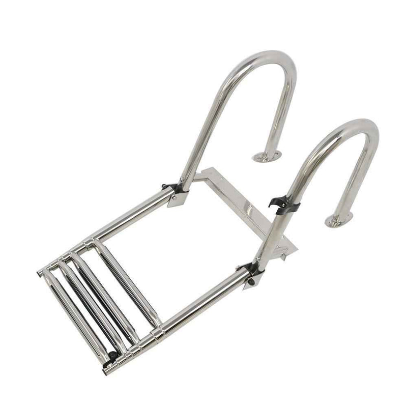 DURAFORCE Durable 4 Step Stainless Steel Telescoping Boat Ladder Foldable Premium USA