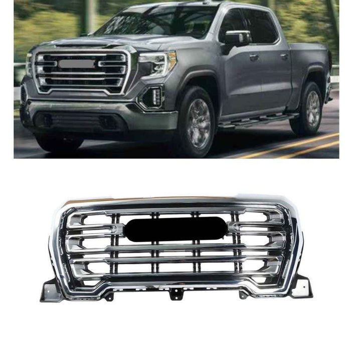 DURAFORCE Grill Front Upper Bumper Grille Chrome For GMC Sierra 1500 SLT 2019 2020 2021