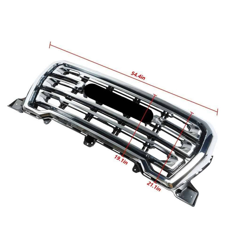 DURAFORCE Grill Front Upper Bumper Grille Chrome For GMC Sierra 1500 SLT 2019 2020 2021