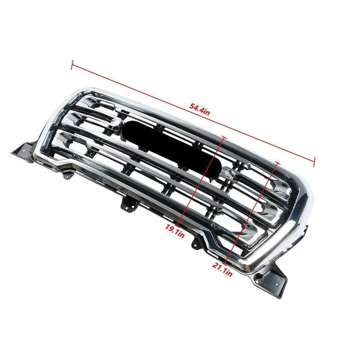 DURAFORCE Grill Front Upper Bumper Grille Chrome For GMC Sierra 1500 SLT 2019 2020 2021