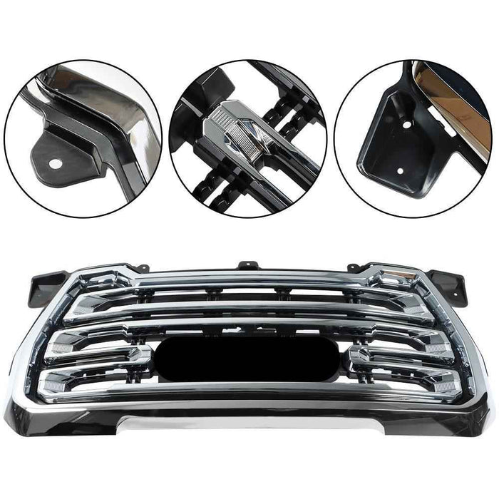 DURAFORCE Grill Front Upper Bumper Grille Chrome For GMC Sierra 1500 SLT 2019 2020 2021