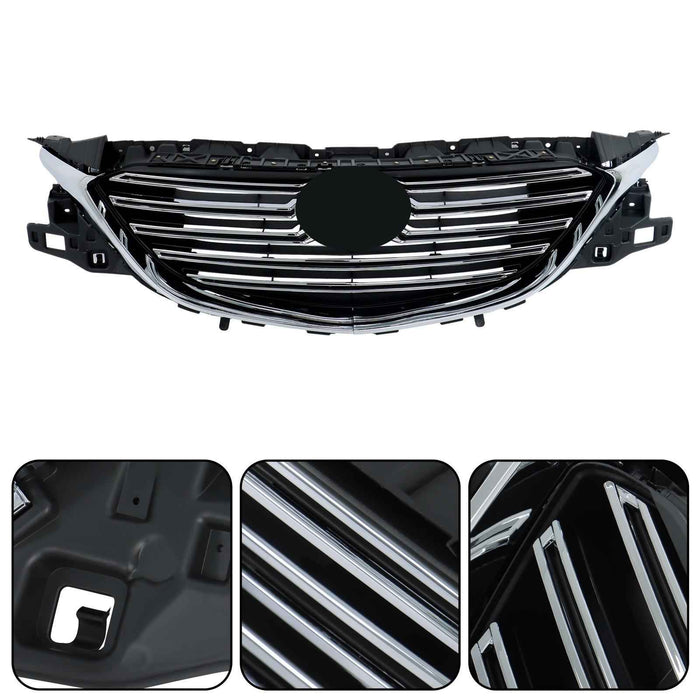 DURAFORCE Front Bumper Upper Grille For Mazda CX9 2016-22 Plastic Black+Chrome TK49-50712