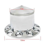 DURAFORCE Chrome Hub Cover Kit 33mm Axle Covers Spiked Front & Rear Semi Truck Wheel