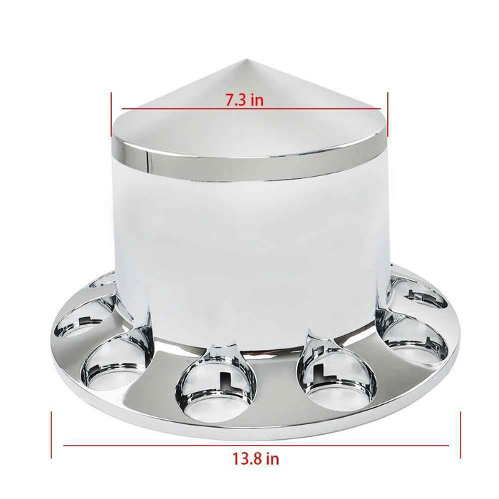 DURAFORCE Chrome Hub Cover Kit 33mm Axle Covers Spiked Front & Rear Semi Truck Wheel