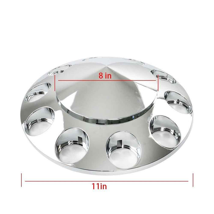 DURAFORCE Chrome Hub Cover Kit 33mm Axle Covers Spiked Front & Rear Semi Truck Wheel