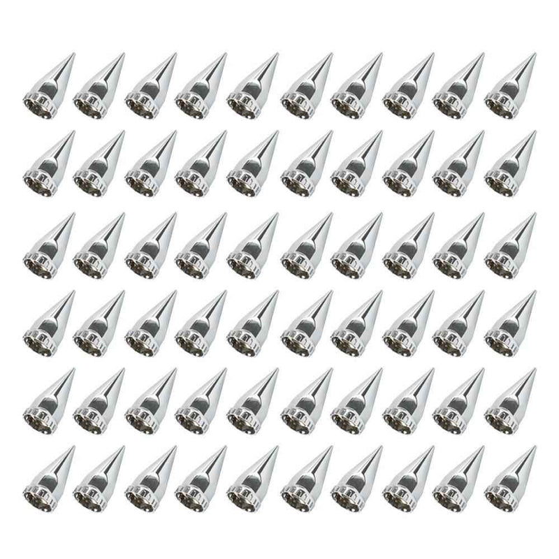 DURAFORCE Chrome Hub Cover Kit 33mm Axle Covers Spiked Front & Rear Semi Truck Wheel