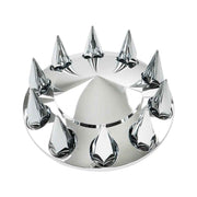 DURAFORCE Chrome Hub Cover Kit 33mm Axle Covers Spiked Front & Rear Semi Truck Wheel