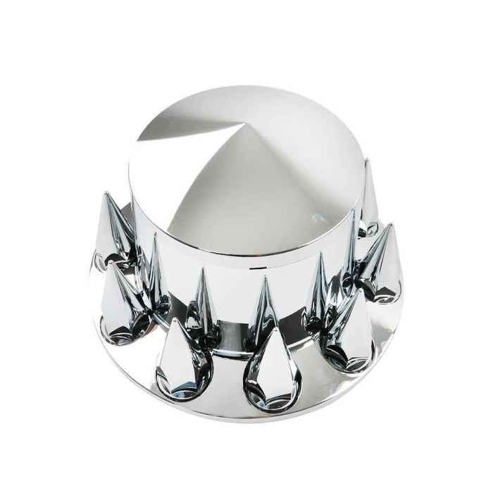 DURAFORCE Chrome Hub Cover Kit 33mm Axle Covers Spiked Front & Rear Semi Truck Wheel