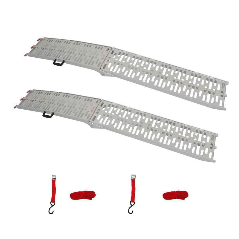 DURAFORCE 7.5' Aluminum Folding Loading Ramps For Truck Motorcycle Lawn Mower 2pcs ATV UTV