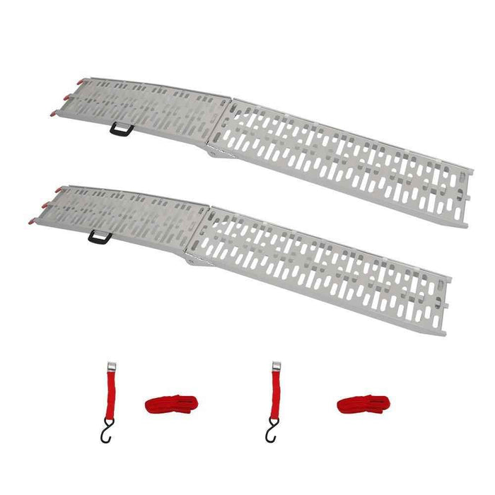 DURAFORCE 7.5' Aluminum Folding Loading Ramps For Truck Motorcycle Lawn Mower 2pcs ATV UTV