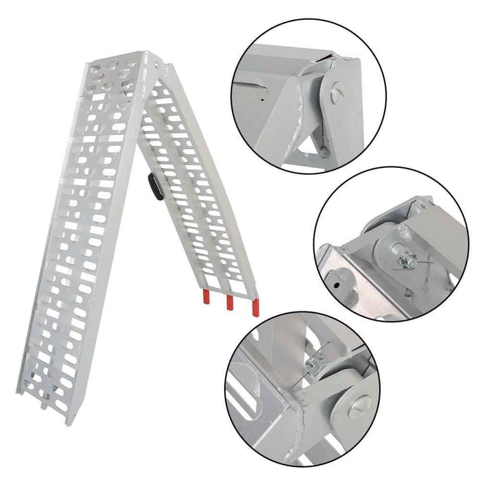 DURAFORCE 7.5' Aluminum Folding Loading Ramps For Truck Motorcycle Lawn Mower 2pcs ATV UTV