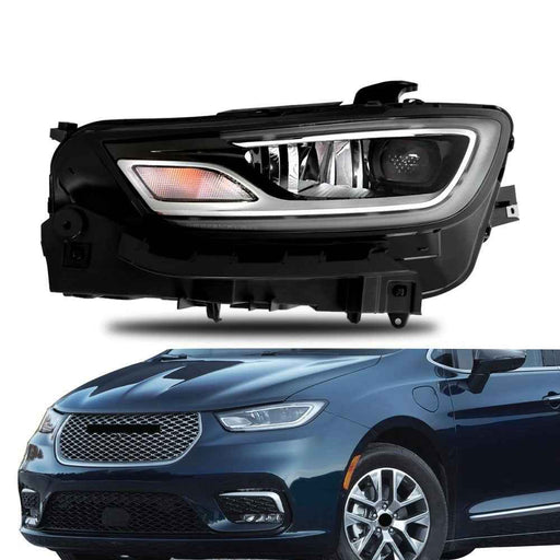 DURAFORCE Driver Headlight Assy Clear LED For 2021 2022 2023 Chrysler Pacifica Black Clear