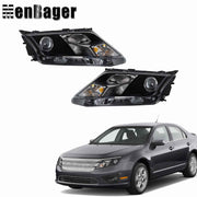 DURAFORCE Black Halogen Projector Headlight Assy Right&Left Side For 2010-2012 Ford Fusion