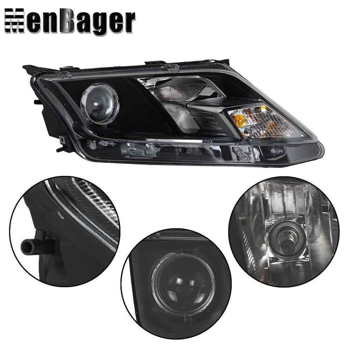 DURAFORCE Black Halogen Projector Headlight Assy Right&Left Side For 2010-2012 Ford Fusion
