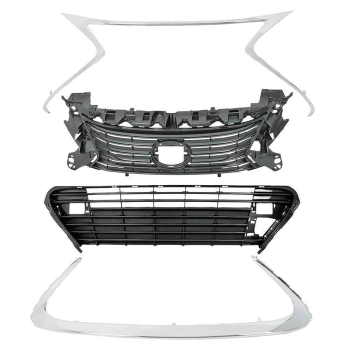 DURAFORCE 4Pcs Front Bumper Grille Molding Trim For Lexus ES300H ES350 2016 2017-2018