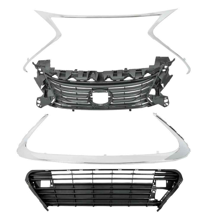 DURAFORCE 4Pcs Front Bumper Grille Molding Trim For Lexus ES300H ES350 2016 2017-2018
