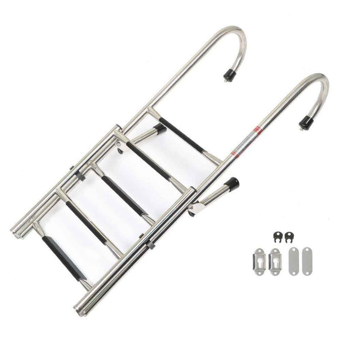 DURAFORCE Stainless Steel Folding Ladder Telescoping 400 lb. Limit 2 Step + 3 Step