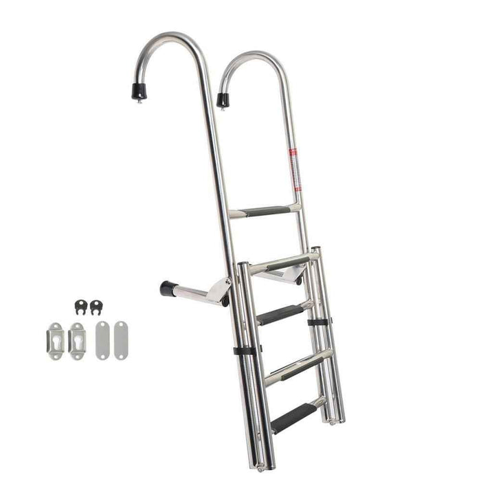 DURAFORCE Stainless Steel Folding Ladder Telescoping 400 lb. Limit 2 Step + 3 Step