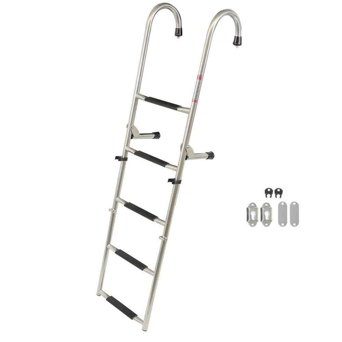 DURAFORCE Stainless Steel Folding Ladder Telescoping 400 lb. Limit 2 Step + 3 Step