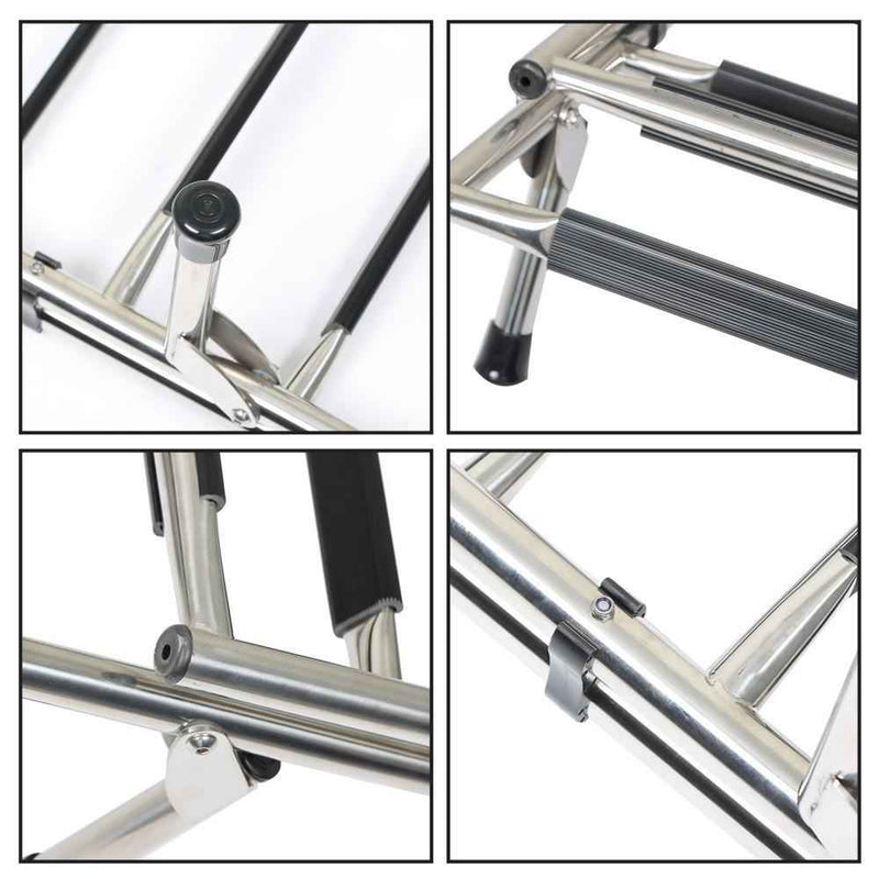 DURAFORCE Stainless Steel Folding Ladder Telescoping 400 lb. Limit 2 Step + 3 Step
