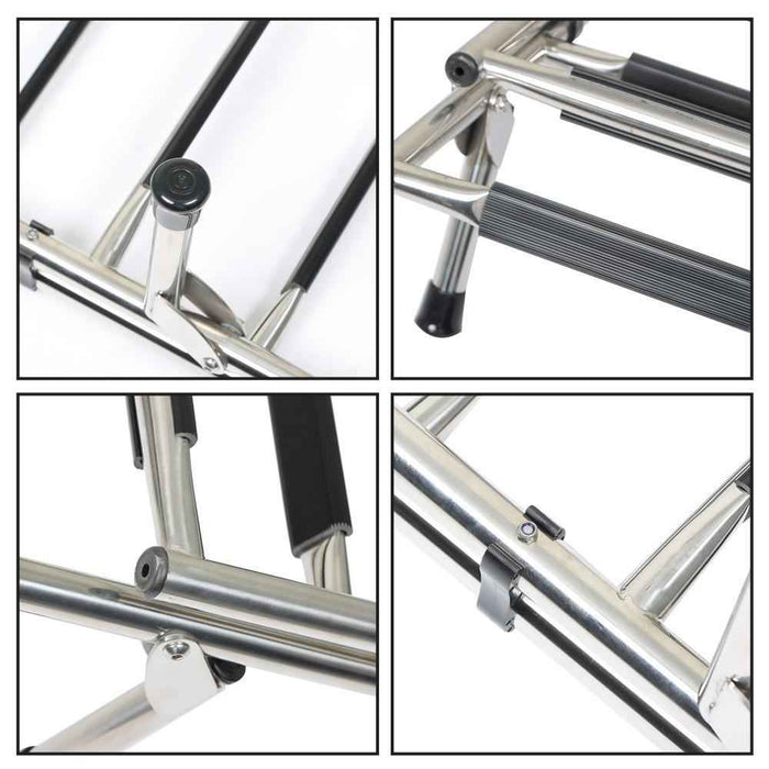 DURAFORCE Stainless Steel Folding Ladder Telescoping 400 lb. Limit 2 Step + 3 Step