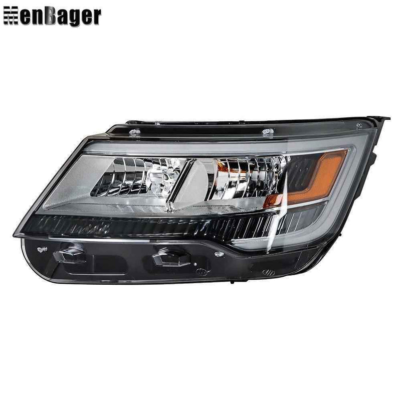DURAFORCE Headlights For Ford Explorer 2016 2017 2018 Chrome Halogen w/LED DRL Left Side