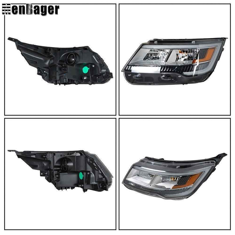 DURAFORCE Headlights For Ford Explorer 2016 2017 2018 Chrome Halogen w/LED DRL Left Side