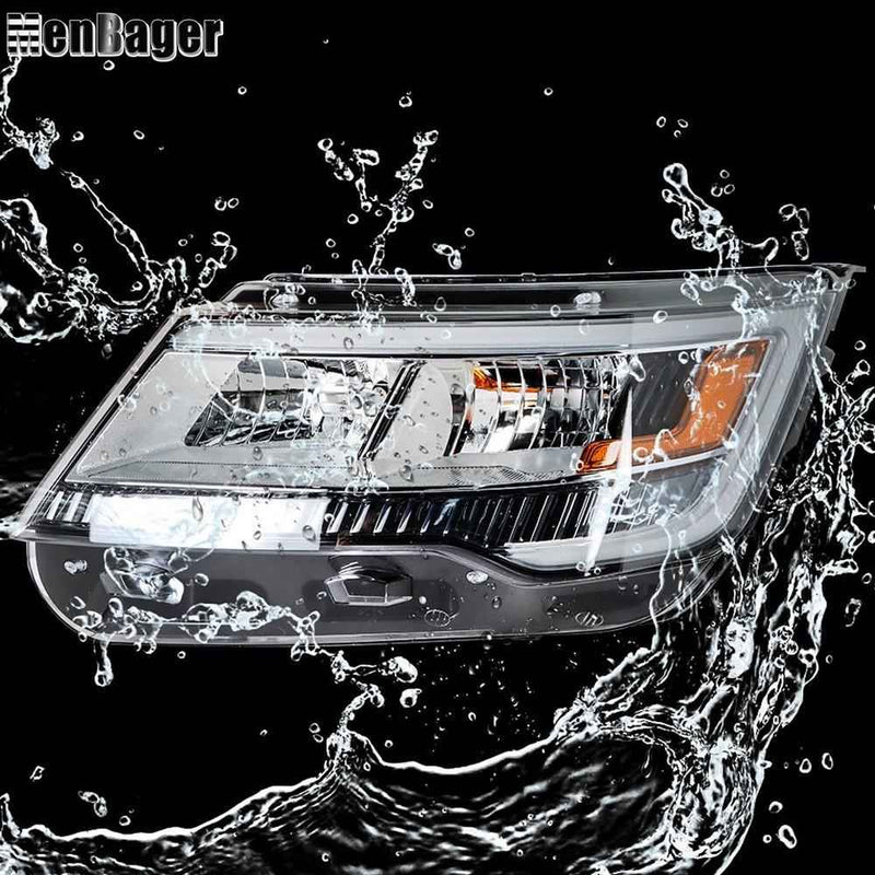DURAFORCE Headlights For Ford Explorer 2016 2017 2018 Chrome Halogen w/LED DRL Left Side