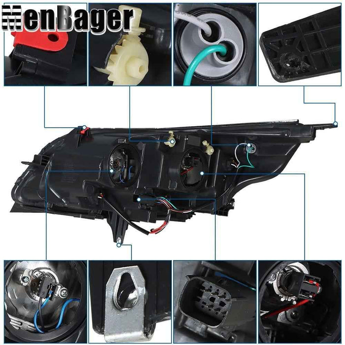 DURAFORCE Headlights Headlamps For Chevy Malibu 2013 2014 15 Left&Right W/O Bulb Halogen