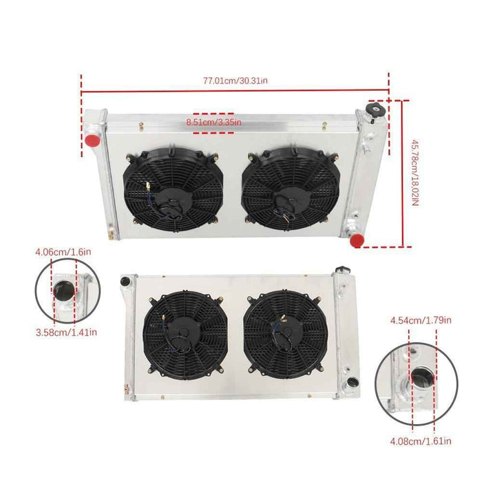 DURAFORCE For Chevy C10/20/30 Pickup Suburban 1967 1968-72 4 Row Radiator+Fan Shroud CC369