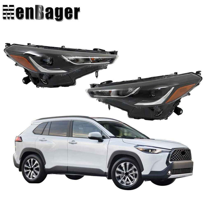 DURAFORCE Left+Right Headlights For Toyota Corolla Cross L LE 2022-2023 Black Houisng LED