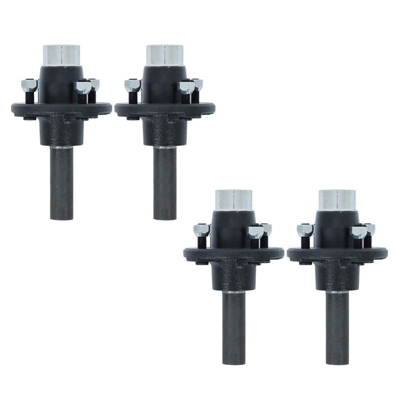 DURAFORCE 4 Set Boat Trailer Axle Kits with 4 on 4" Bolt Idler 1" Hub & Round BT8 Spindle
