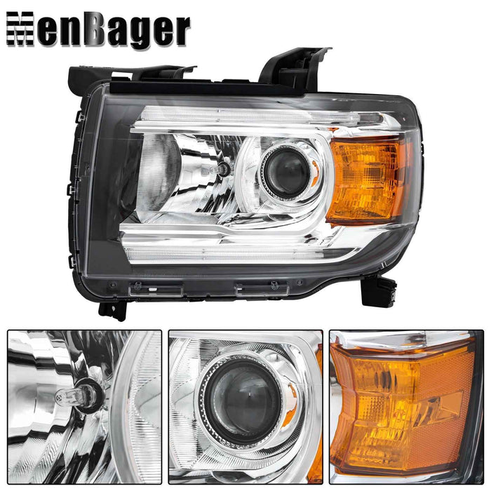 DURAFORCE Halogen LED DRL Projector Headlights Clear For 2015-2022 GMC Canyon Driver Side