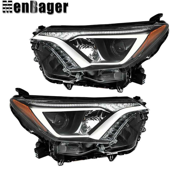 DURAFORCE Pair For Toyota Rav4 2016 2017 2018 Projector Headlights Halogen Black Housing