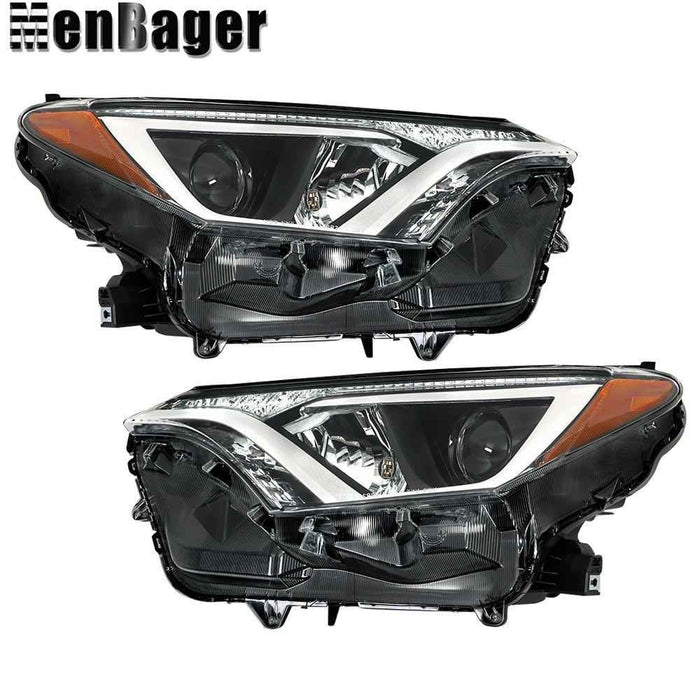 DURAFORCE Pair For Toyota Rav4 2016 2017 2018 Projector Headlights Halogen Black Housing