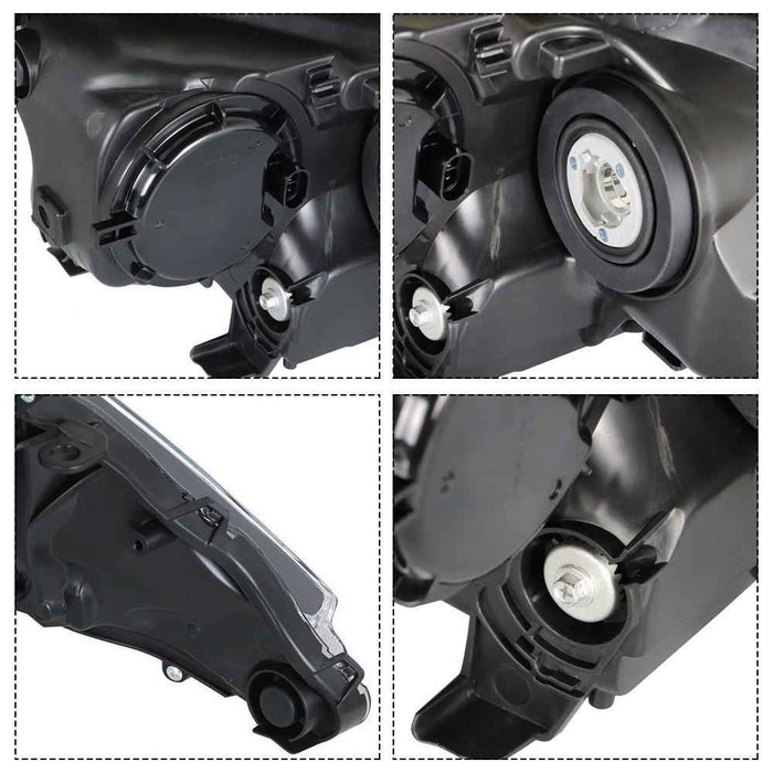 DURAFORCE Headlights Halogen For Toyota RAV4 2013 2014 2015 Left+Right Side Black Housing