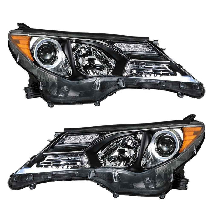 DURAFORCE Headlights Halogen For Toyota RAV4 2013 2014 2015 Left+Right Side Black Housing