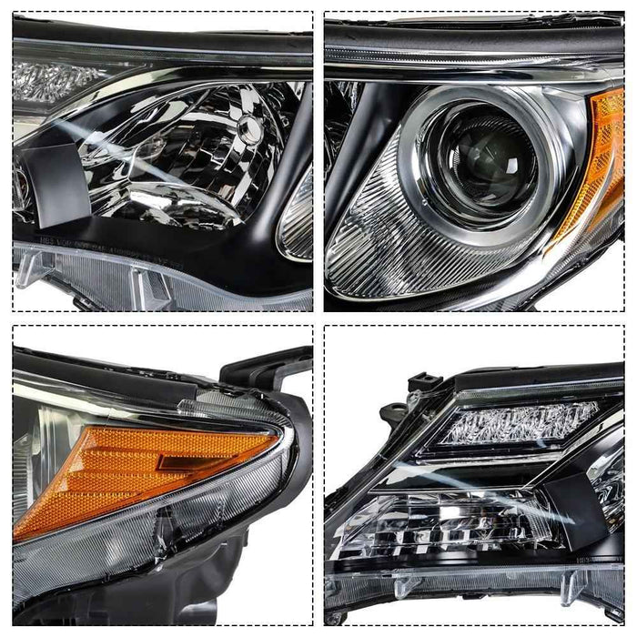 DURAFORCE Headlights Halogen For Toyota RAV4 2013 2014 2015 Left+Right Side Black Housing