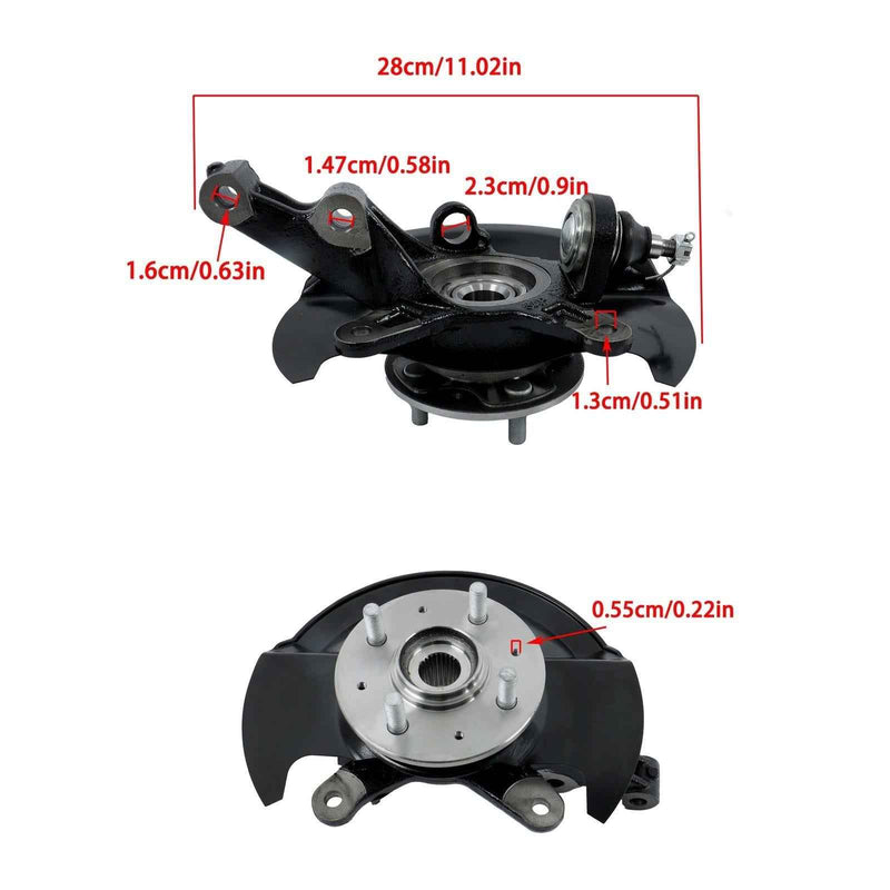 DURAFORCE Front Wheel Hub & Bearing Knuckle Assembly For Honda Civic Sedan/Coupe 2003-2005
