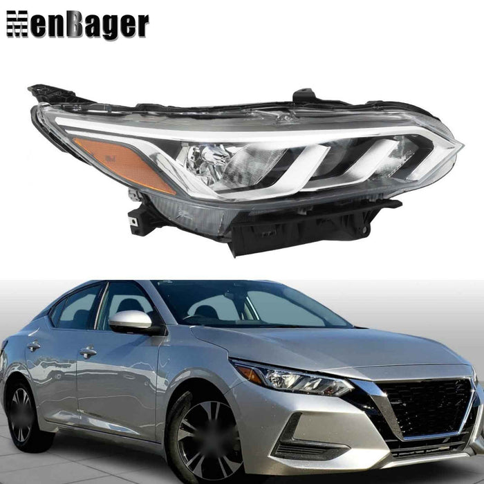 DURAFORCE Right Headlight For 2020 2021-2022-23 Nissan Sentra S/SV Halogen Chrome Houisng