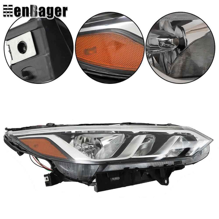 DURAFORCE Right Headlight For 2020 2021-2022-23 Nissan Sentra S/SV Halogen Chrome Houisng