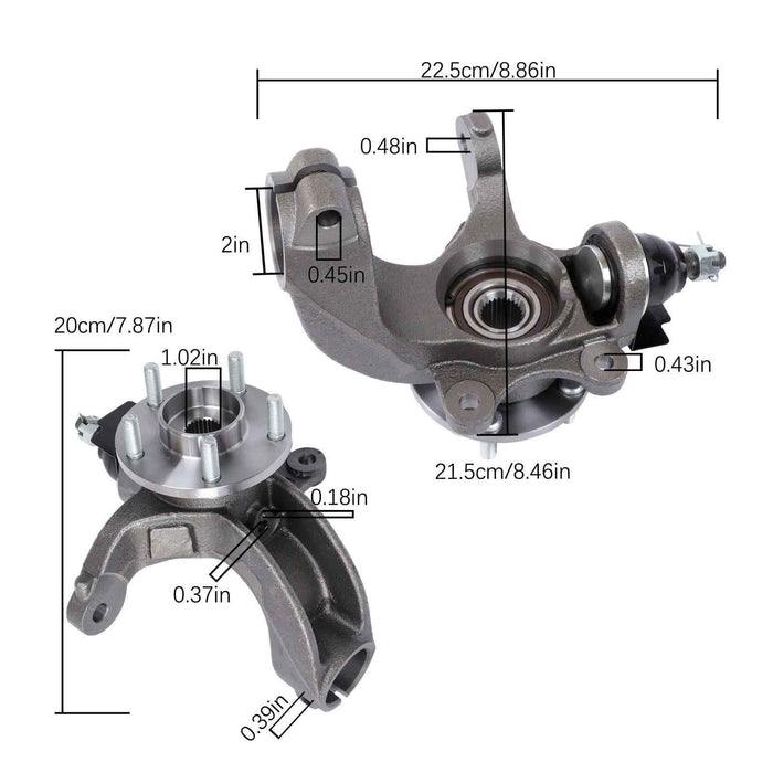 DURAFORCE Pair For 2010-2013 Ford Transit Connect Front Wheel Hub Bearing Knuckle Assembly