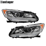 DURAFORCE For 2016 2017 Honda Accord Headlights Replacement Halogen w/DRL Housing Black