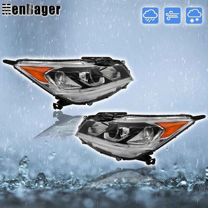 DURAFORCE For 2016 2017 Honda Accord Headlights Replacement Halogen w/DRL Housing Black