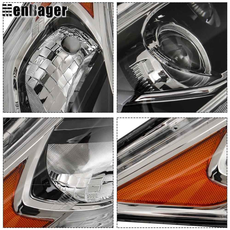 DURAFORCE For 2016 2017 Honda Accord Headlights Replacement Halogen w/DRL Housing Black