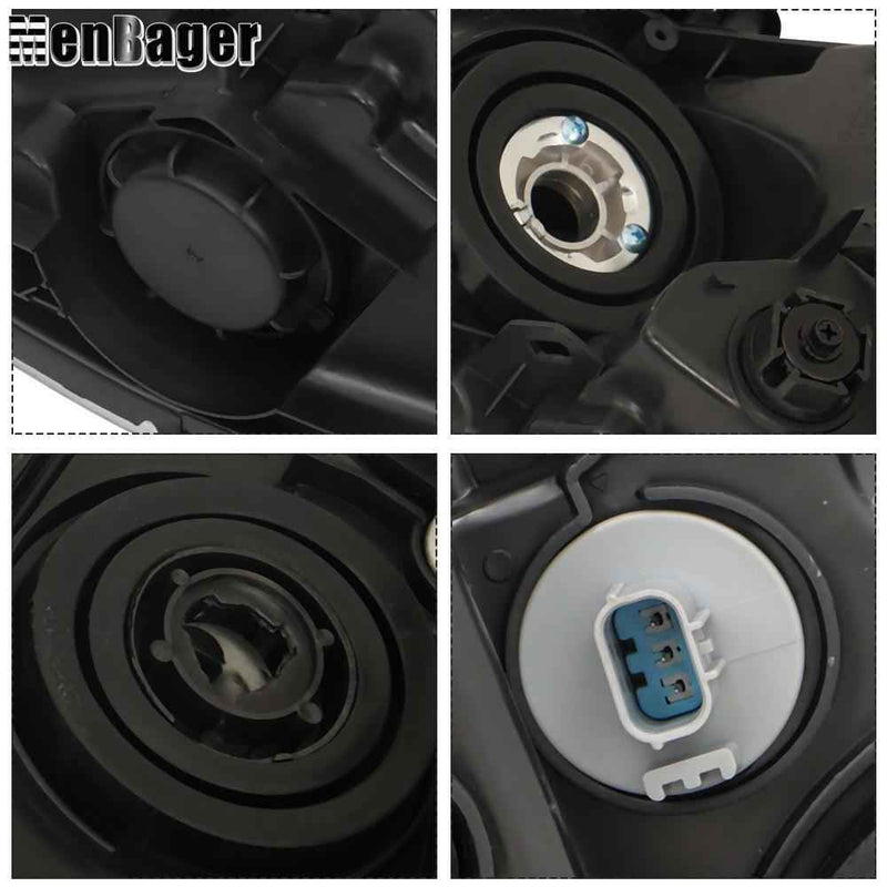 DURAFORCE For 2016 2017 Honda Accord Headlights Replacement Halogen w/DRL Housing Black