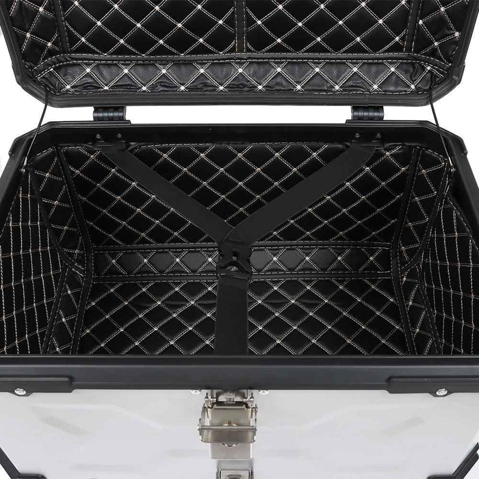 DURAFORCE Silver 65L Motorcycle Tour Tail Box With Security Lock Waterproof Top Case